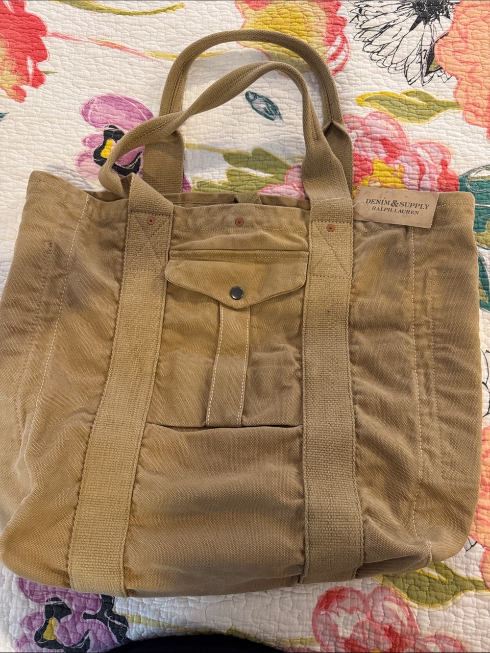 Denim & Supply Ralph Lauren Khaki Canvas Messenger Tote